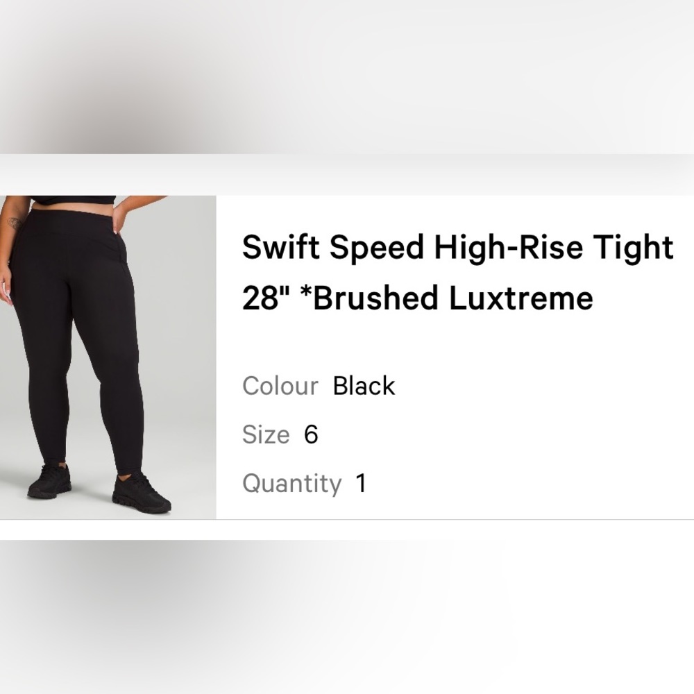 Swift Speed High-Rise tight 28" Luxtreme size 6 color black